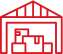 Red outline icon of warehousing facility